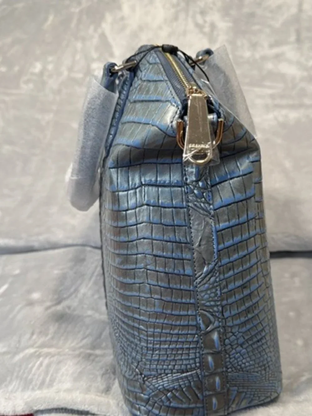 Brahmin Large Duxbury Satchel Serenity Ombre Blue Melbourne Leather NWT